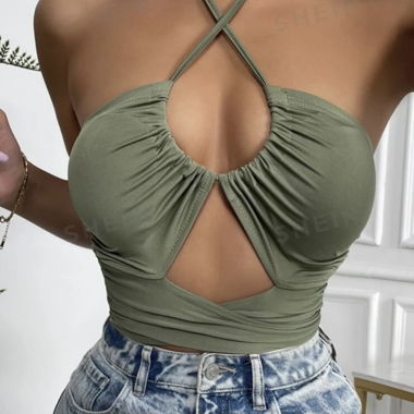 Haut d'été à lacer vert