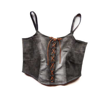 Upcycled Skinny Jeans Corset Top