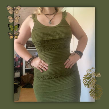 green knit lace midi dress