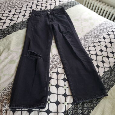 Pantalon en jeans à trous noir