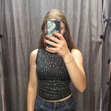 Schwarzes Strass-Tanktop