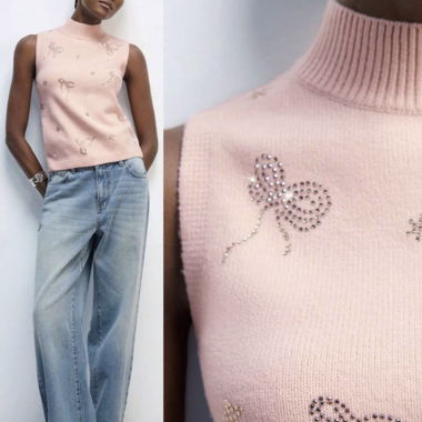 Stricktop mit Strassschleifen