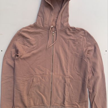 Pink zip-up hoodie with hood