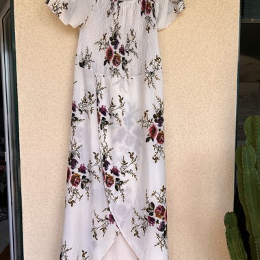 Floral dress with bare shoulders