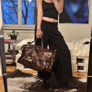 Sac de voyage Weekender en cuir marron
