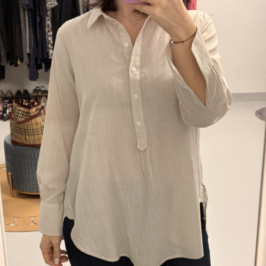 OPUS gestreifte Longbluse beige 36-42 Baumwolle