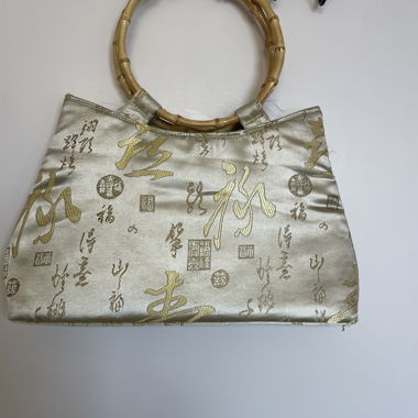 Gold-coloured Handbag with Bamboo Handle