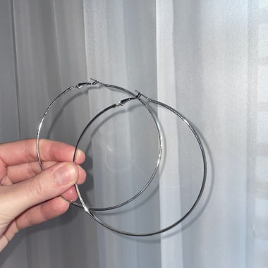 Big silver hoop earrings