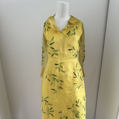 Vintage Yellow Embroidered Dress 