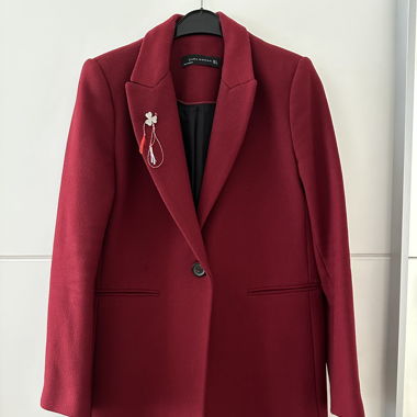 Zara burgundy woollen coat 