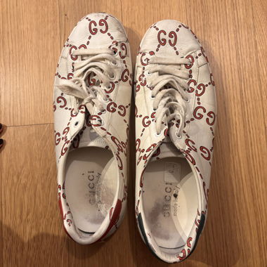 Gucci white logo leather sneakers