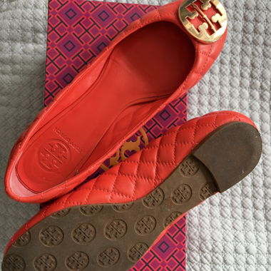 Tory Burch Poppy red quilted leather flats