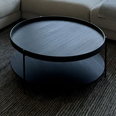 Table basse ronde noire en bois