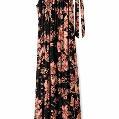 Robe longue fleurie noire