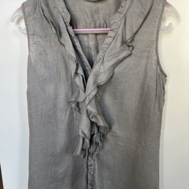 Blusa grigia da donna con volant, taglia 36