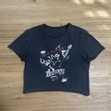 Subdued Black Cropped Rockstar Angels T-Shirt
