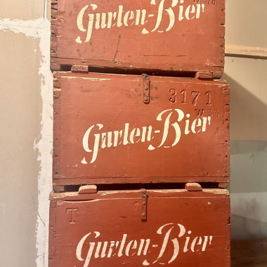 Caisse en bois vintage de bière Gurten