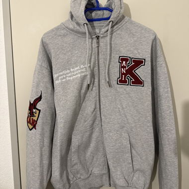 Graue Zip-Hoodie / Karl Kani