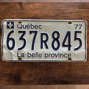 1977 Vintage Autoschild, Quebec 637R845 - Kanada