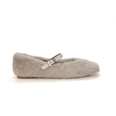 Flauschige Ballerinas in Grau/creme Grösse 39 neu