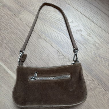 Brown suede shoulder bag