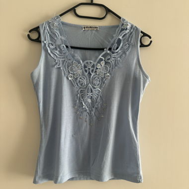 Romantisches Vintage Y2K Baby-Blue Sommeroberteil S M