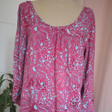 "BALI" Batik summer dress fushia M/L