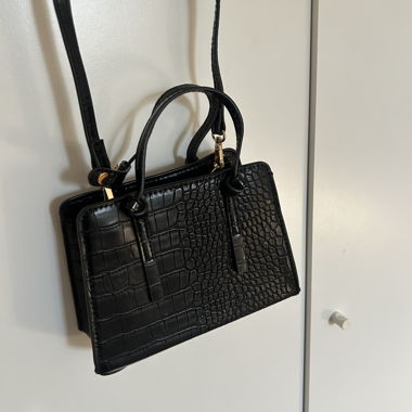Black Croc-Embossed Handbag