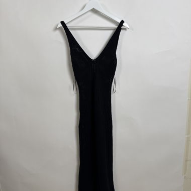 Robe longue maxi en maille noire