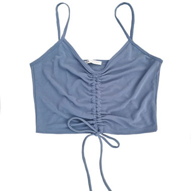 Top corto arricciato blu