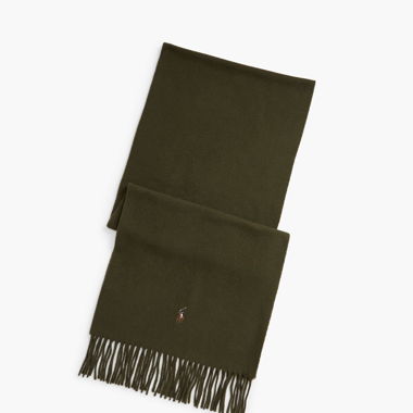Ralph Lauren Wollschal dunkelgrün mit Fransen