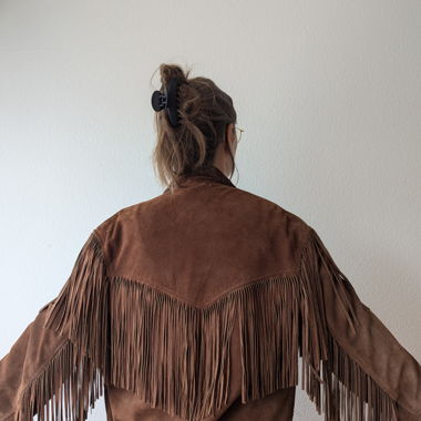Veste en cuir style cowboy