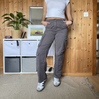 bershka grey cargo pants 