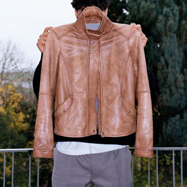 Veste en cuir vintage Massimo Dutti