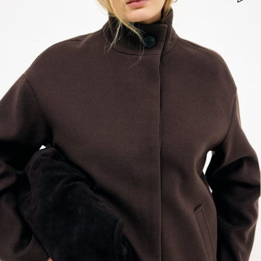 Brand new short coat with stand-up collar