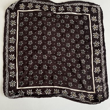 Dark Brown Neckerchief with Edelweiss Pattern