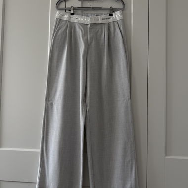 Light grey track pants with white detail