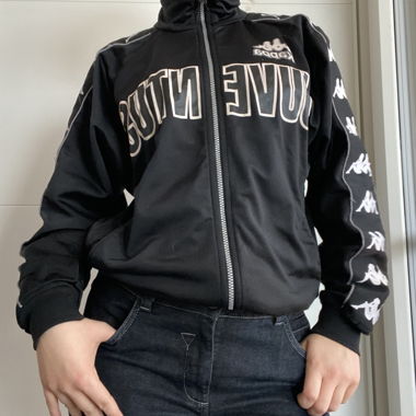 black& white juventus kappa zip up sweater