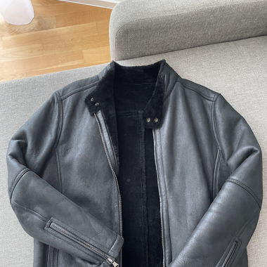 Luxuriöse Shearling-Lederjacke von Leonardo