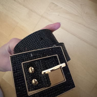 Black Rhinestone Belt 95 cm