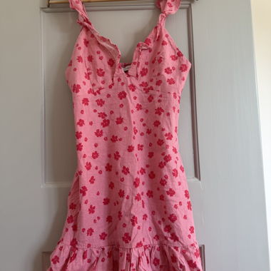 Pink Floral Dress with Ruffles