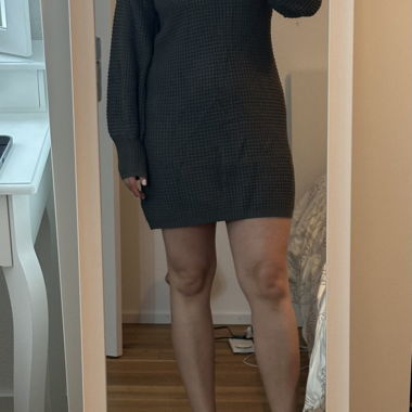 Grey Turtleneck Knit Dress