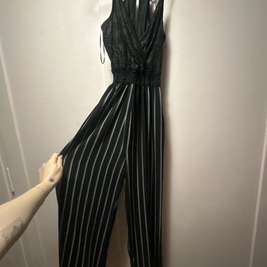 Black Jumpsuit with Lace Bodice