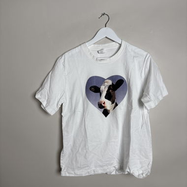 Weisses Grafik-T-Shirt mit Kuhprint