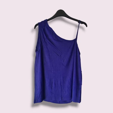 Top asymétrique bleu en viscose, taille 36/38