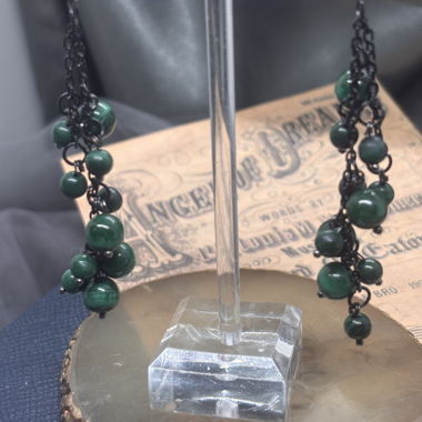 Malachite Pearl Drop Earrings