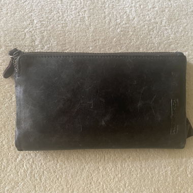 Dark green leather wallet