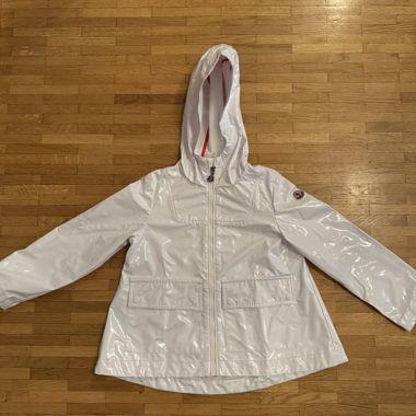 Giacca con cappuccio Moncler bianca bambino 4/5 anni