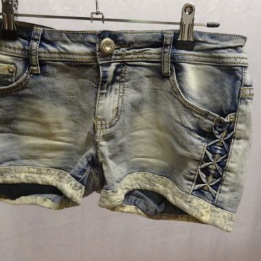 Y2k DND Jeansshorts / Hotpants, hellblau