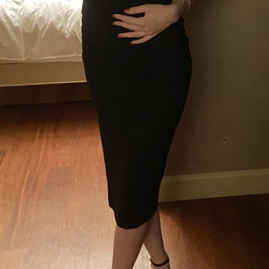 Black Midi Dress with Puff Sleeves